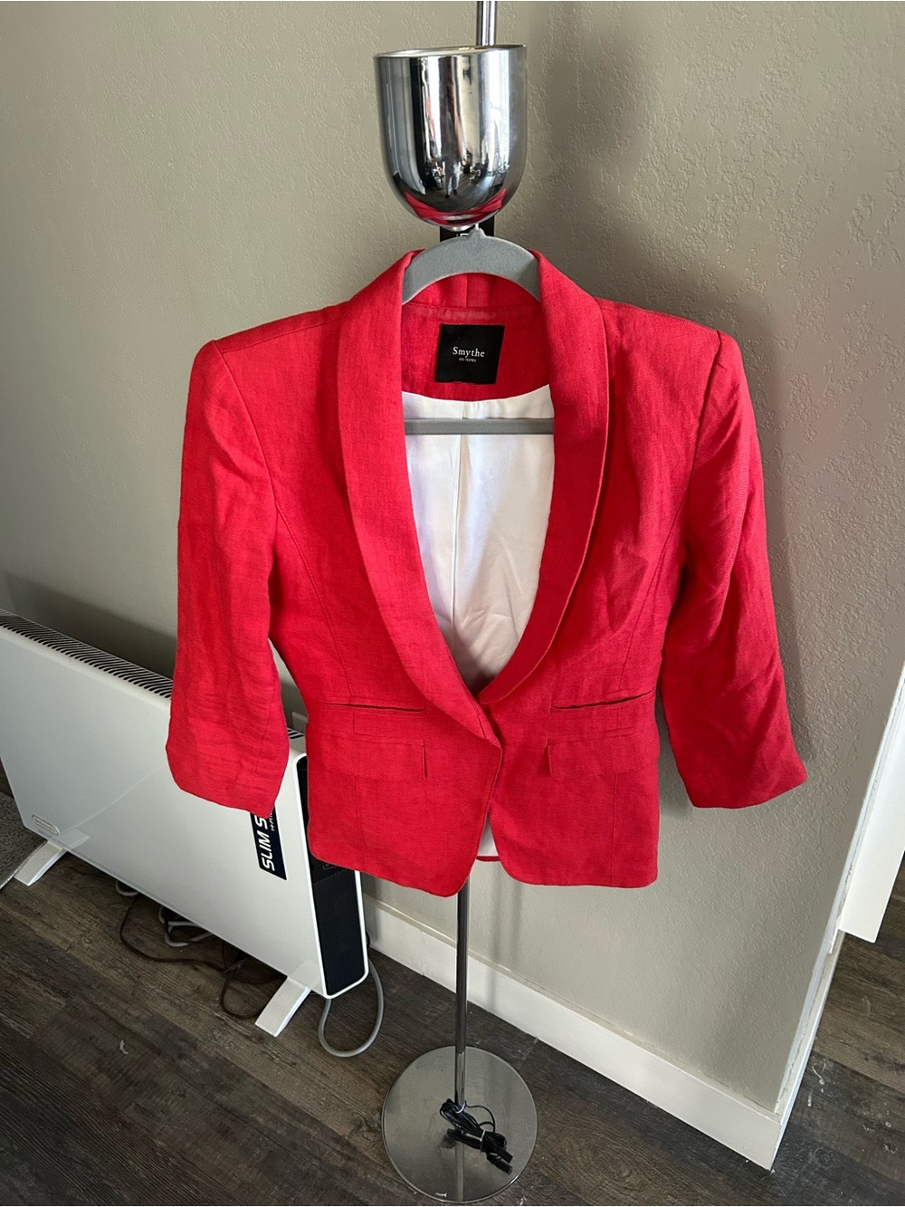 Smythe Vibrant Red Shawl-Collar Linen Blazer
